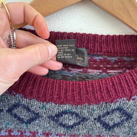 Vintage Virgin Wool Pullover Sweater Made in USA Fair Isle XL - Picture 6 of 9